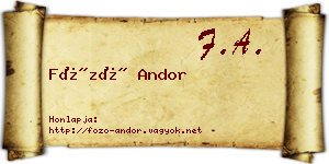 Főző Andor névjegykártya